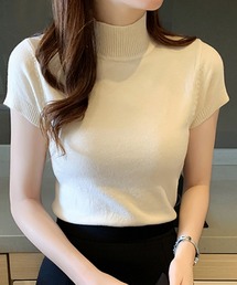 レディース きれいめフレンチスリーブサマーニットトップス