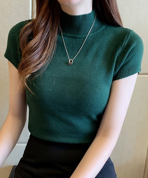 DAY CLOSET(デイ クローゼット)の「レディース きれいめフレンチスリーブサマーニットトップス(Tシャツ/カットソー・レディース・イエロー/パープル/ブラック/グレー/ホワイト/グリーン/ライトグリーン/ライトベージュ/レッド・ONE SIZE)」の5枚目の写真