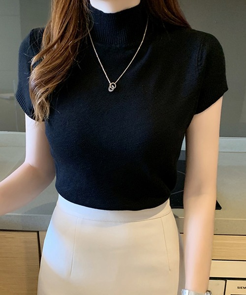 DAY CLOSET(デイ クローゼット)の「レディース きれいめフレンチスリーブサマーニットトップス(Tシャツ/カットソー・レディース・イエロー/パープル/ブラック/グレー/ホワイト/グリーン/ライトグリーン/ライトベージュ/レッド・ONE SIZE)」の11枚目の写真