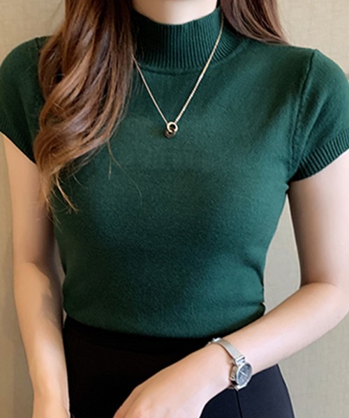 DAY CLOSET(デイ クローゼット)の「レディース きれいめフレンチスリーブサマーニットトップス(Tシャツ/カットソー・レディース・イエロー/パープル/ブラック/グレー/ホワイト/グリーン/ライトグリーン/ライトベージュ/レッド・ONE SIZE)」の16枚目の写真