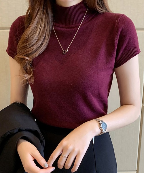 DAY CLOSET(デイ クローゼット)の「レディース きれいめフレンチスリーブサマーニットトップス(Tシャツ/カットソー・レディース・イエロー/パープル/ブラック/グレー/ホワイト/グリーン/ライトグリーン/ライトベージュ/レッド・ONE SIZE)」の19枚目の写真