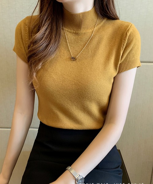 DAY CLOSET(デイ クローゼット)の「レディース きれいめフレンチスリーブサマーニットトップス(Tシャツ/カットソー・レディース・イエロー/パープル/ブラック/グレー/ホワイト/グリーン/ライトグリーン/ライトベージュ/レッド・ONE SIZE)」の20枚目の写真