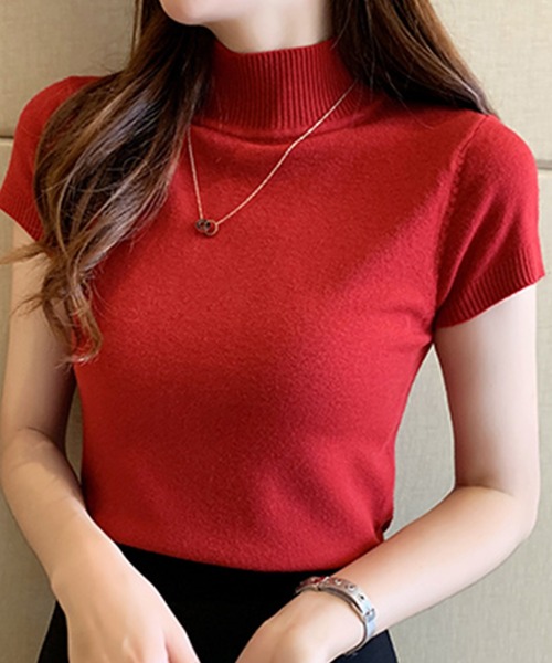 DAY CLOSET(デイ クローゼット)の「レディース きれいめフレンチスリーブサマーニットトップス(Tシャツ/カットソー・レディース・イエロー/パープル/ブラック/グレー/ホワイト/グリーン/ライトグリーン/ライトベージュ/レッド・ONE SIZE)」の22枚目の写真
