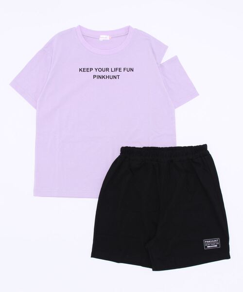 PINKHUNT（ピンクハント）の「PINKHUNT ピンクハント 肩出し ルームウェア 7080K（ルームウェア/パジャマ・キッズ・パープル/ベージュ・S/M/L）」の4枚目の写真