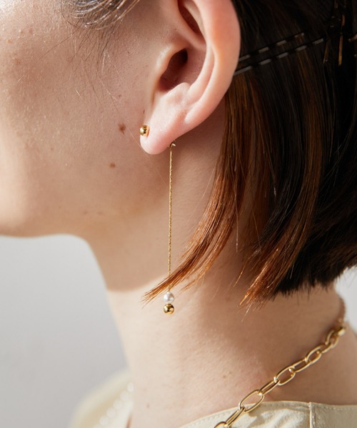 ear PAPILLONNER(イアパピヨネ)の「丸玉ロングチェーンピアス(ピアス(両耳用)・レディース・シルバー/ゴールド・FREE)」の10枚目の写真