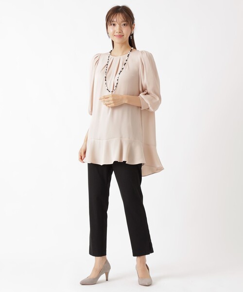 TO BE CHIC（トゥー ビー シック）の「シャインポンチサイドティアード レギンス（レギンス/スパッツ・レディース・ブラック・FREE）」の7枚目の写真