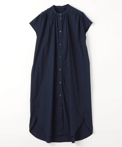 Grand PARK(グランドパーク)の「ロング丈ノースリーブシャツ(シャツワンピース・レディース・ネイビー/カーキ/オレンジ/ブルー・FREE)」の3枚目の写真