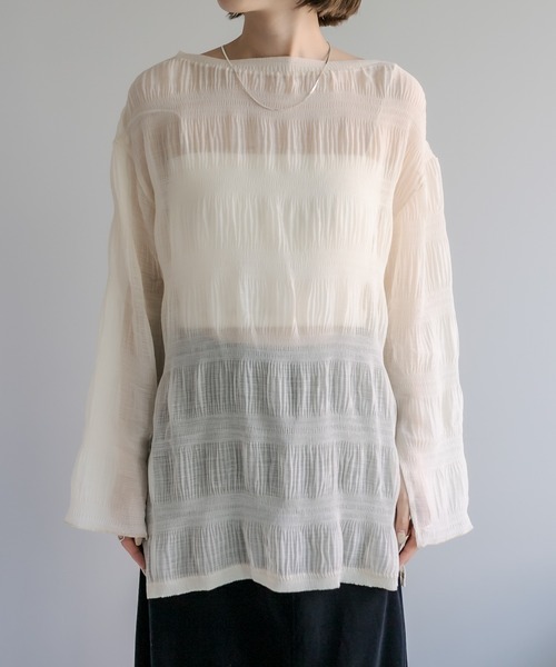 mystic（ミスティック）の「シアー楊柳プルオーバー（シャツ/ブラウス・レディース・イエロー/アイボリー/ブラック・FREE）」の14枚目の写真