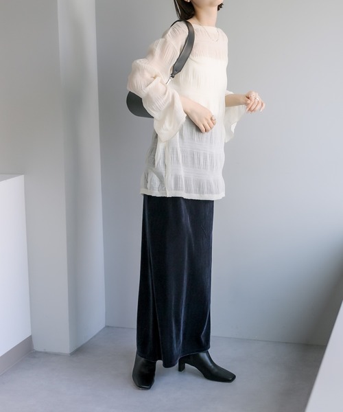 mystic（ミスティック）の「シアー楊柳プルオーバー（シャツ/ブラウス・レディース・イエロー/アイボリー/ブラック・FREE）」の21枚目の写真