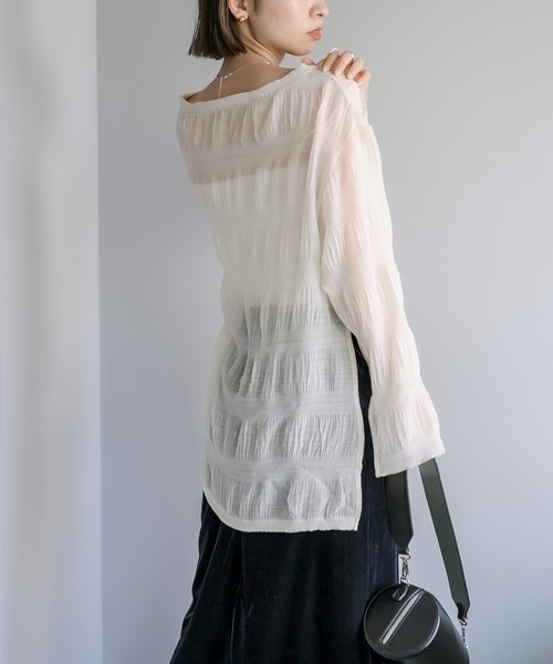 mystic（ミスティック）の「シアー楊柳プルオーバー（シャツ/ブラウス・レディース・イエロー/アイボリー/ブラック・FREE）」の10枚目の写真