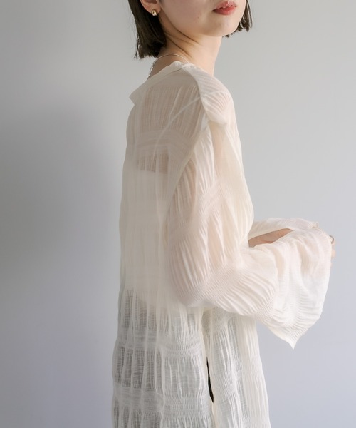 mystic（ミスティック）の「シアー楊柳プルオーバー（シャツ/ブラウス・レディース・イエロー/アイボリー/ブラック・FREE）」の22枚目の写真