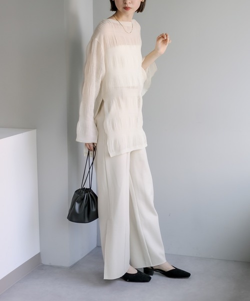 mystic（ミスティック）の「シアー楊柳プルオーバー（シャツ/ブラウス・レディース・イエロー/アイボリー/ブラック・FREE）」の11枚目の写真