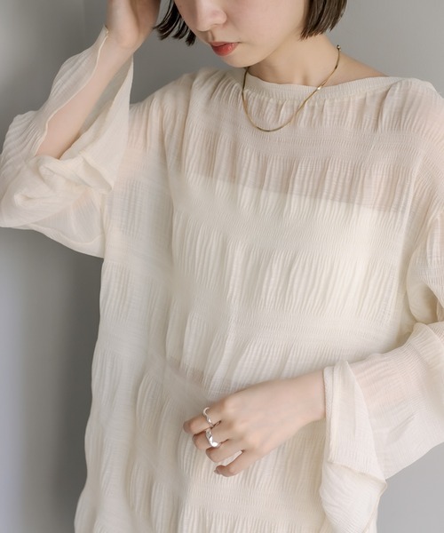 mystic（ミスティック）の「シアー楊柳プルオーバー（シャツ/ブラウス・レディース・イエロー/アイボリー/ブラック・FREE）」の17枚目の写真