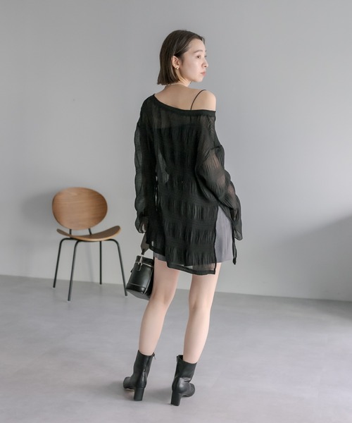 mystic（ミスティック）の「シアー楊柳プルオーバー（シャツ/ブラウス・レディース・イエロー/アイボリー/ブラック・FREE）」の13枚目の写真