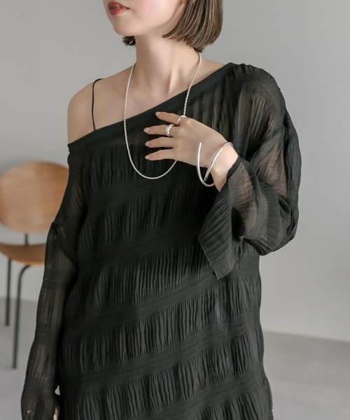 mystic（ミスティック）の「シアー楊柳プルオーバー（シャツ/ブラウス・レディース・イエロー/アイボリー/ブラック・FREE）」の19枚目の写真