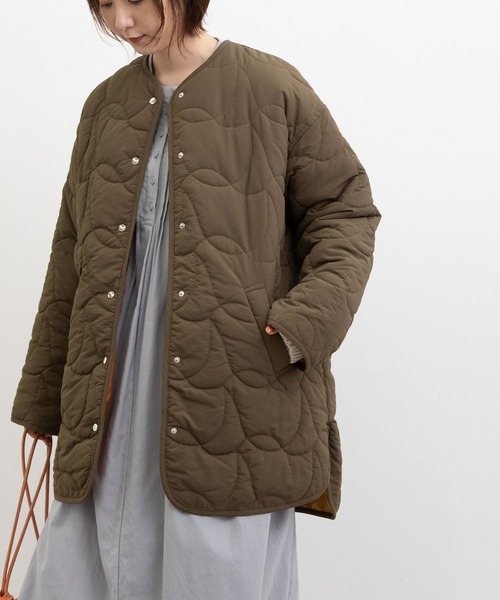POU DOU DOU（プードゥドゥ）の「鳥キルティングコート（その他アウター・レディース・ミント/アイボリー/ダークブラウン・3）」の2枚目の写真