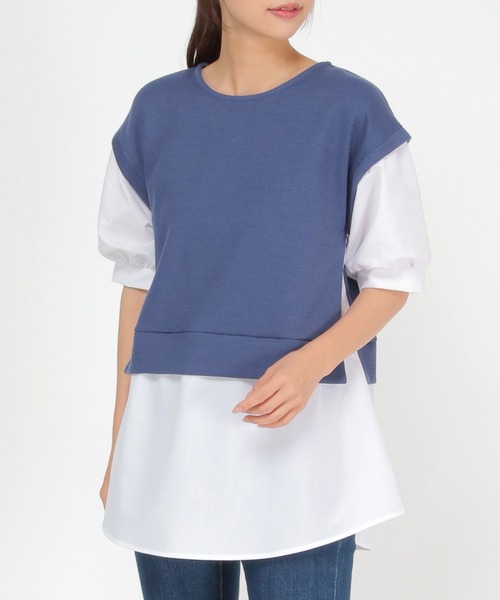 ikka(イッカ)の「カットミラノベストレイヤードプルオーバー(Tシャツ/カットソー・レディース・ベージュ/ブラック/ブルー/ネイビー・M/L/S)」の1枚目の写真