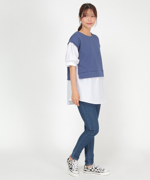 ikka(イッカ)の「カットミラノベストレイヤードプルオーバー(Tシャツ/カットソー・レディース・ベージュ/ブラック/ブルー/ネイビー・M/L/S)」の14枚目の写真