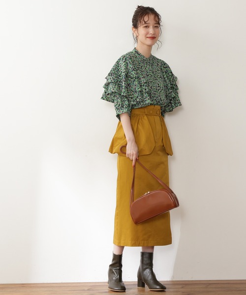 N.(N. Natural Beauty Basic)(エヌエヌナチュラルビューティーベーシック)の「《n.'look》◆ボリュームレイヤードワッフルブラウス(シャツ/ブラウス・レディース・グリーン/ストライプ/イエロー・MEDIUM)」の6枚目の写真