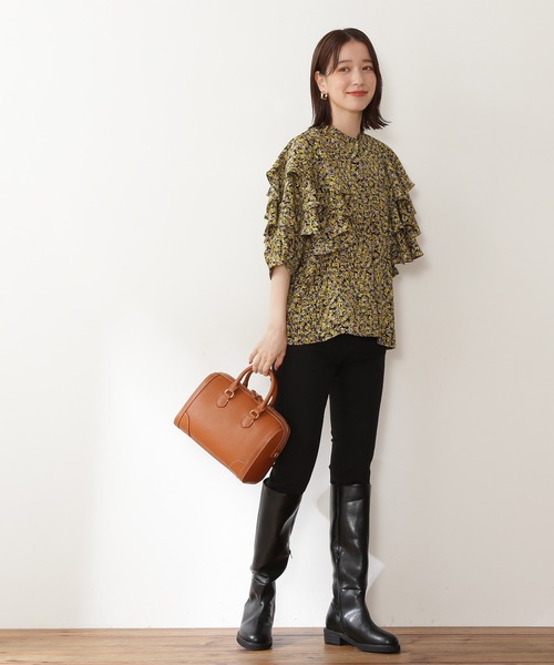 N.(N. Natural Beauty Basic)(エヌエヌナチュラルビューティーベーシック)の「《n.'look》◆ボリュームレイヤードワッフルブラウス(シャツ/ブラウス・レディース・グリーン/ストライプ/イエロー・MEDIUM)」の13枚目の写真