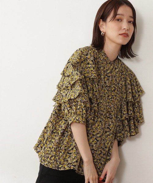 N.(N. Natural Beauty Basic)(エヌエヌナチュラルビューティーベーシック)の「《n.'look》◆ボリュームレイヤードワッフルブラウス(シャツ/ブラウス・レディース・グリーン/ストライプ/イエロー・MEDIUM)」の11枚目の写真