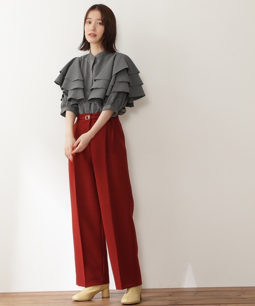 N.(N. Natural Beauty Basic)(エヌエヌナチュラルビューティーベーシック)の「《n.'look》◆ボリュームレイヤードワッフルブラウス(シャツ/ブラウス・レディース・グリーン/ストライプ/イエロー・MEDIUM)」の21枚目の写真