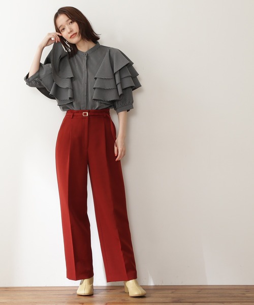 N.(N. Natural Beauty Basic)(エヌエヌナチュラルビューティーベーシック)の「《n.'look》◆ボリュームレイヤードワッフルブラウス(シャツ/ブラウス・レディース・グリーン/ストライプ/イエロー・MEDIUM)」の22枚目の写真