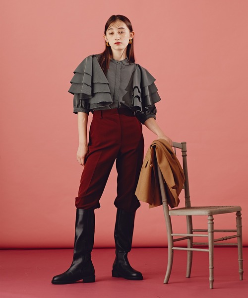 N.(N. Natural Beauty Basic)(エヌエヌナチュラルビューティーベーシック)の「《n.'look》◆ボリュームレイヤードワッフルブラウス(シャツ/ブラウス・レディース・グリーン/ストライプ/イエロー・MEDIUM)」の16枚目の写真