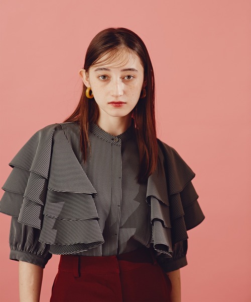 N.(N. Natural Beauty Basic)(エヌエヌナチュラルビューティーベーシック)の「《n.'look》◆ボリュームレイヤードワッフルブラウス(シャツ/ブラウス・レディース・グリーン/ストライプ/イエロー・MEDIUM)」の17枚目の写真