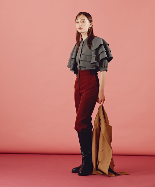 N.(N. Natural Beauty Basic)(エヌエヌナチュラルビューティーベーシック)の「《n.'look》◆ボリュームレイヤードワッフルブラウス(シャツ/ブラウス・レディース・グリーン/ストライプ/イエロー・MEDIUM)」の15枚目の写真