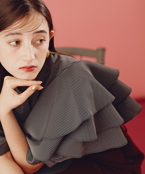 N.(N. Natural Beauty Basic)(エヌエヌナチュラルビューティーベーシック)の「《n.'look》◆ボリュームレイヤードワッフルブラウス(シャツ/ブラウス・レディース・グリーン/ストライプ/イエロー・MEDIUM)」の19枚目の写真