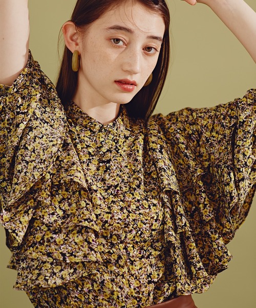 N.(N. Natural Beauty Basic)(エヌエヌナチュラルビューティーベーシック)の「《n.'look》◆ボリュームレイヤードワッフルブラウス(シャツ/ブラウス・レディース・グリーン/ストライプ/イエロー・MEDIUM)」の9枚目の写真