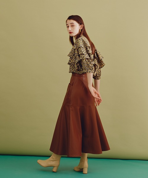 N.(N. Natural Beauty Basic)(エヌエヌナチュラルビューティーベーシック)の「《n.'look》◆ボリュームレイヤードワッフルブラウス(シャツ/ブラウス・レディース・グリーン/ストライプ/イエロー・MEDIUM)」の8枚目の写真