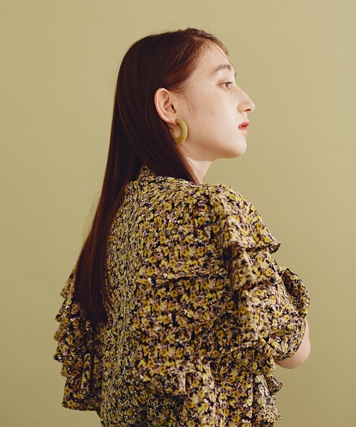 N.(N. Natural Beauty Basic)(エヌエヌナチュラルビューティーベーシック)の「《n.'look》◆ボリュームレイヤードワッフルブラウス(シャツ/ブラウス・レディース・グリーン/ストライプ/イエロー・MEDIUM)」の10枚目の写真