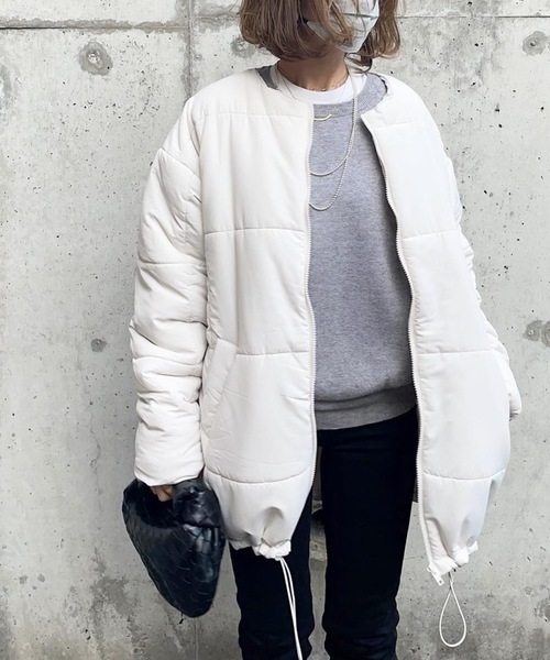 frames RAY CASSIN（フレームスレイカズン）の「WEB限定 マフラー付きノーカラーフェイクダウン（ダウンジャケット/コート・レディース・オフホワイト/ブラック・FREE）」の14枚目の写真