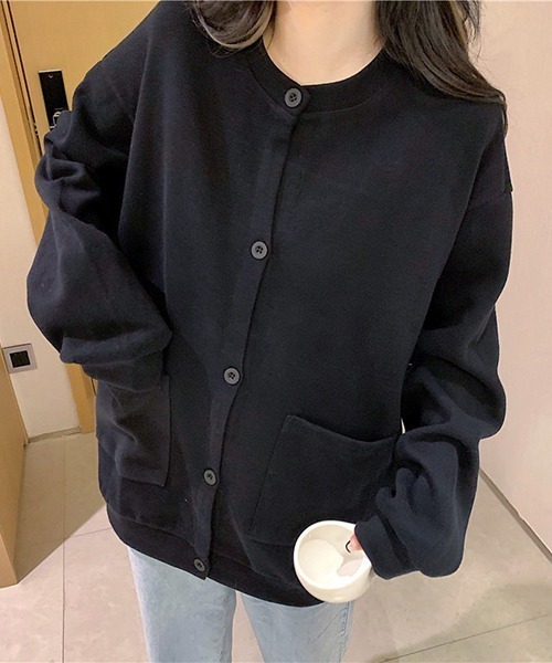 セール】ビッグシルエットクルーネックカーディガン