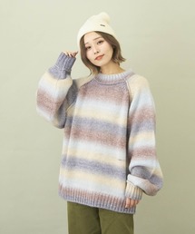 CUBE SUGAR（キューブシュガー）の「グラデーションニット長袖クルーネックプルオーバー（ニット/セーター）」
