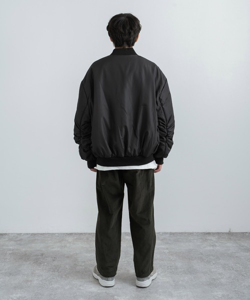 オーバーサイズ 中綿MA-1 ミリタリーフライトジャケット ドロップ