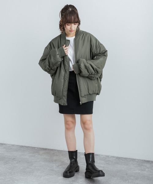 オーバーサイズ 中綿MA-1 ミリタリーフライトジャケット ドロップ