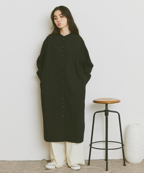 Libra Cue(リブラ キュー)の「ベーシックシャツワンピース(シャツワンピース・レディース・ブラック/アイボリー・FREE)」の21枚目の写真