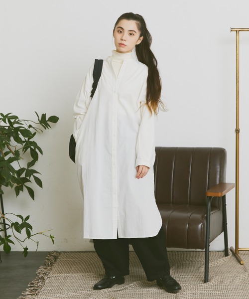 Libra Cue(リブラ キュー)の「ベーシックシャツワンピース(シャツワンピース・レディース・ブラック/アイボリー・FREE)」の7枚目の写真