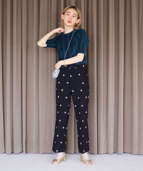 SLOBE citron.(スローブシトロン)の「《追加》SLOBE citron.フラワーエンブロイダリーパンツ(その他パンツ・レディース・ブラック・38/34/36)」の2枚目の写真