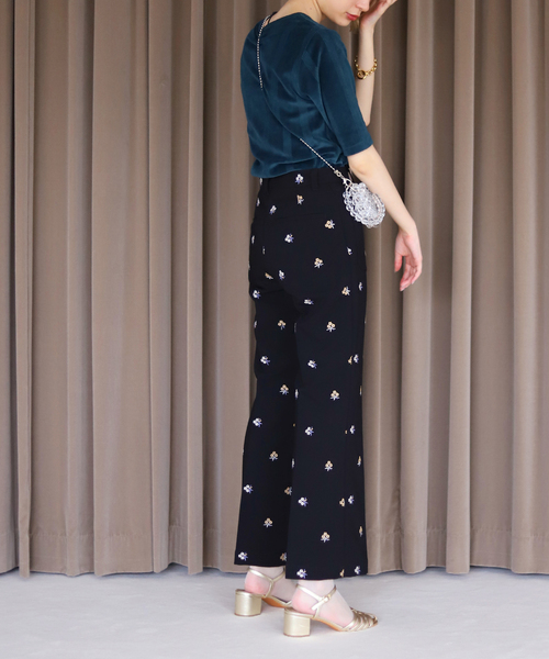SLOBE citron.(スローブシトロン)の「《追加》SLOBE citron.フラワーエンブロイダリーパンツ(その他パンツ・レディース・ブラック・38/34/36)」の4枚目の写真