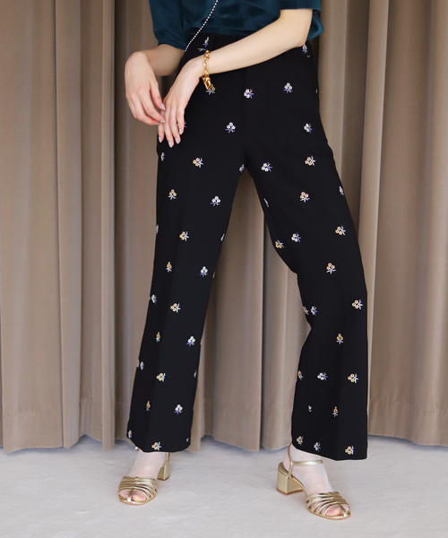 SLOBE citron.(スローブシトロン)の「《追加》SLOBE citron.フラワーエンブロイダリーパンツ(その他パンツ・レディース・ブラック・38/34/36)」の6枚目の写真