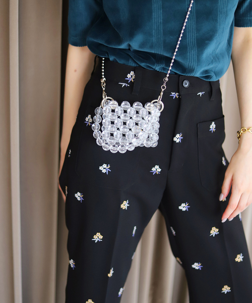 SLOBE citron.(スローブシトロン)の「《追加》SLOBE citron.フラワーエンブロイダリーパンツ(その他パンツ・レディース・ブラック・38/34/36)」の7枚目の写真