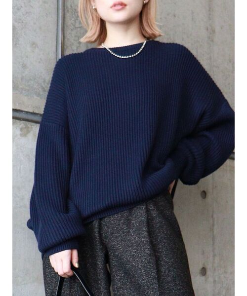 MURUA（ムルーア）の「バルキーコットンオーバーニット（ニット/セーター・レディース・アイボリー/レッド/グリーン/ネイビー・FREE）」の4枚目の写真