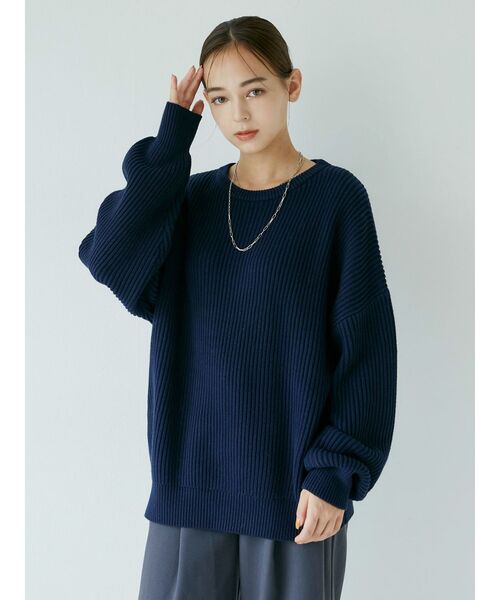 MURUA（ムルーア）の「バルキーコットンオーバーニット（ニット/セーター・レディース・アイボリー/レッド/グリーン/ネイビー・FREE）」の7枚目の写真