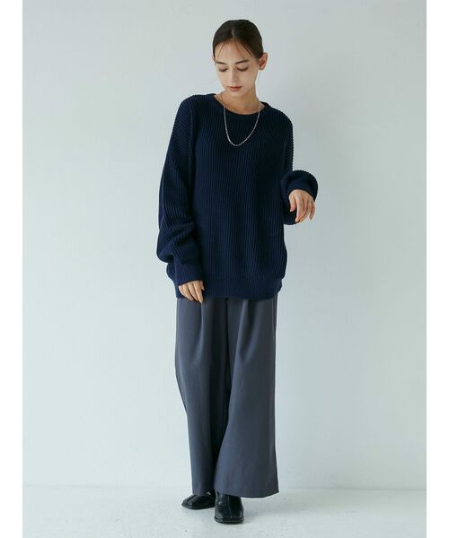 MURUA（ムルーア）の「バルキーコットンオーバーニット（ニット/セーター・レディース・アイボリー/レッド/グリーン/ネイビー・FREE）」の9枚目の写真