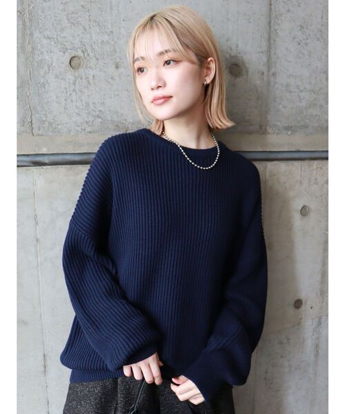 MURUA（ムルーア）の「バルキーコットンオーバーニット（ニット/セーター・レディース・アイボリー/レッド/グリーン/ネイビー・FREE）」の11枚目の写真