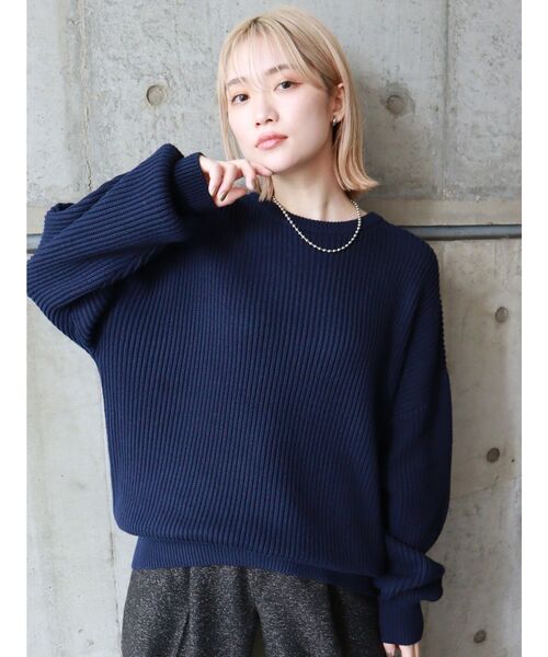 MURUA（ムルーア）の「バルキーコットンオーバーニット（ニット/セーター・レディース・アイボリー/レッド/グリーン/ネイビー・FREE）」の12枚目の写真